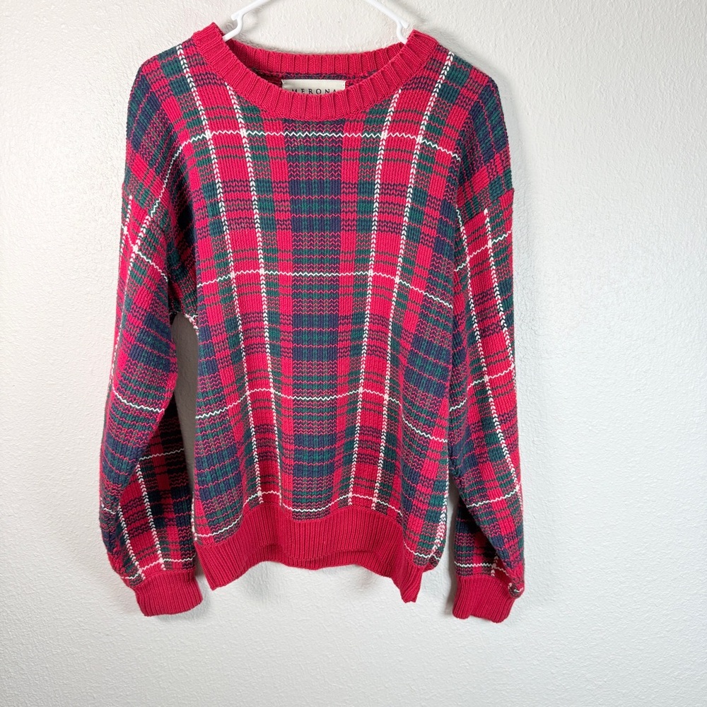 Merona Red and Green Plaid Sweater